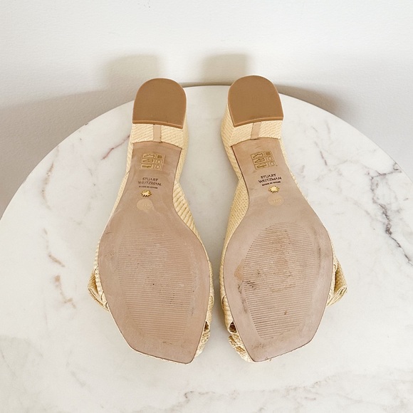 Stuart Weitzman NEW Loveknot 50 Block Slide Sandals Wheat Raffia Size 11 - Picture 12 of 12